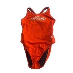 Women's TYR Lifeguard Diamondback Racerback Red Swimsuit Size 36 GUC #1564